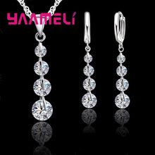 Load image into Gallery viewer, Exquisite Real 925 Sterling Silver Bridal Jewelry Sets Long Style Austrian Crystal Necklaces Earrings Wedding Accessory