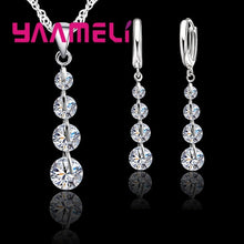 Load image into Gallery viewer, Exquisite Real 925 Sterling Silver Bridal Jewelry Sets Long Style Austrian Crystal Necklaces Earrings Wedding Accessory
