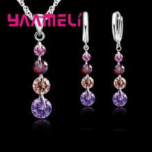 Load image into Gallery viewer, Exquisite Real 925 Sterling Silver Bridal Jewelry Sets Long Style Austrian Crystal Necklaces Earrings Wedding Accessory