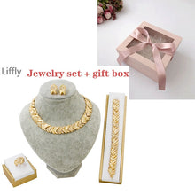 Load image into Gallery viewer, Liffly Bridal Dubai Gold Jewelry Sets Crystal Necklace Bracelet Nigerian Wedding Party Women Fashion Jewelry Set